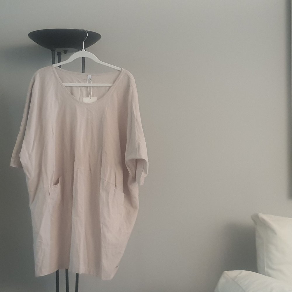 Top / Blouse cotton linen beige / khaki new